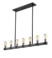 Seven Light Linear Chandelier by Z-Lite - Kirkland Collection, Ashen Barnboard Finish - 472-7L-ABB