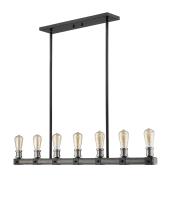 Seven Light Linear Chandelier by Z-Lite - Kirkland Collection, Ashen Barnboard Finish - 472-7L-ABB