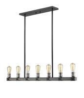 Seven Light Linear Chandelier by Z-Lite - Kirkland Collection, Ashen Barnboard Finish - 472-7L-ABB