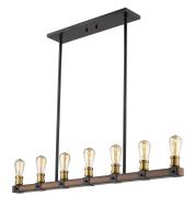 Seven Light Linear Chandelier by Z-Lite - Kirkland Collection, Rustic Mahogany Finish - 472-7L-RM