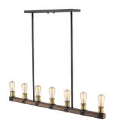 Seven Light Linear Chandelier by Z-Lite - Kirkland Collection, Rustic Mahogany Finish - 472-7L-RM