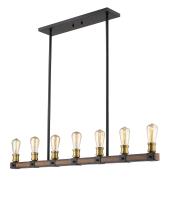 Seven Light Linear Chandelier by Z-Lite - Kirkland Collection, Rustic Mahogany Finish - 472-7L-RM