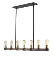 Seven Light Linear Chandelier by Z-Lite - Kirkland Collection, Rustic Mahogany Finish - 472-7L-RM