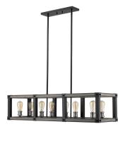 Eight Light Linear Chandelier by Z-Lite - Kirkland Collection, Ashen Barnboard Finish - 472-8L-ABB