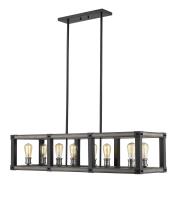 Eight Light Linear Chandelier by Z-Lite - Kirkland Collection, Ashen Barnboard Finish - 472-8L-ABB