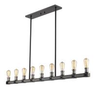 Nine Light Linear Chandelier by Z-Lite - Kirkland Collection, Ashen Barnboard Finish - 472-9L-ABB