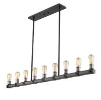 Nine Light Linear Chandelier by Z-Lite - Kirkland Collection, Ashen Barnboard Finish - 472-9L-ABB