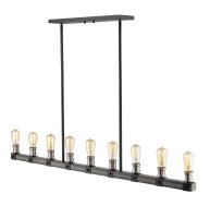 Nine Light Linear Chandelier by Z-Lite - Kirkland Collection, Ashen Barnboard Finish - 472-9L-ABB