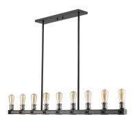 Nine Light Linear Chandelier by Z-Lite - Kirkland Collection, Ashen Barnboard Finish - 472-9L-ABB