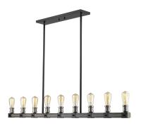 Nine Light Linear Chandelier by Z-Lite - Kirkland Collection, Ashen Barnboard Finish - 472-9L-ABB