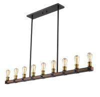Nine Light Linear Chandelier by Z-Lite - Kirkland Collection, Rustic Mahogany Finish - 472-9L-RM