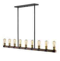 Nine Light Linear Chandelier by Z-Lite - Kirkland Collection, Rustic Mahogany Finish - 472-9L-RM