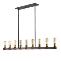 Nine Light Linear Chandelier by Z-Lite - Kirkland Collection, Rustic Mahogany Finish - 472-9L-RM