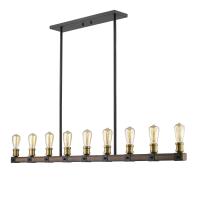 Nine Light Linear Chandelier by Z-Lite - Kirkland Collection, Rustic Mahogany Finish - 472-9L-RM