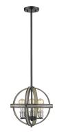 Three Light Pendant by Z-Lite - Kirkland Collection, Ashen Barnboard Finish - 472B14-ABB