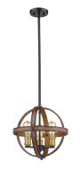 Three Light Pendant by Z-Lite - Kirkland Collection, Rustic Mahogany Finish - 472B14-RM