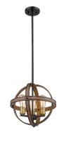 Three Light Pendant by Z-Lite - Kirkland Collection, Rustic Mahogany Finish - 472B14-RM