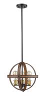 Three Light Pendant by Z-Lite - Kirkland Collection, Rustic Mahogany Finish - 472B14-RM