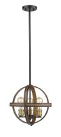 Three Light Pendant by Z-Lite - Kirkland Collection, Rustic Mahogany Finish - 472B14-RM
