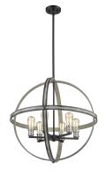 Six Light Chandelier by Z-Lite - Kirkland Collection, Ashen Barnboard Finish - 472B26-ABB