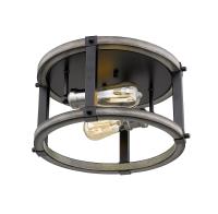 Two Light Flush Mount by Z-Lite - Kirkland Collection, Ashen Barnboard Finish - 472F2R-ABB