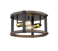 Two Light Flush Mount by Z-Lite - Kirkland Collection, Rustic Mahogany Finish - 472F2R-RM