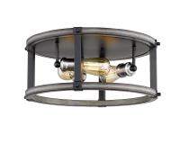 Three Light Flush Mount by Z-Lite - Kirkland Collection, Ashen Barnboard Finish - 472F3R-ABB