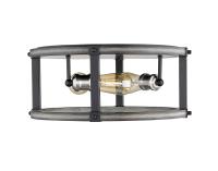 Three Light Flush Mount by Z-Lite - Kirkland Collection, Ashen Barnboard Finish - 472F3R-ABB
