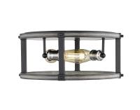 Three Light Flush Mount by Z-Lite - Kirkland Collection, Ashen Barnboard Finish - 472F3R-ABB