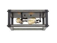 Three Light Flush Mount by Z-Lite - Kirkland Collection, Ashen Barnboard Finish - 472F3S-ABB