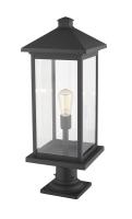 One Light Outdoor Pier Mounted Fixture by Z-Lite - Portland Collection, Black Finish - 531PHBXLR-533PM-BK
