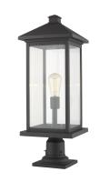 One Light Outdoor Pier Mounted Fixture by Z-Lite - Portland Collection, Black Finish - 531PHBXLR-533PM-BK