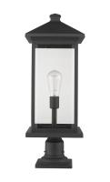 One Light Outdoor Pier Mounted Fixture by Z-Lite - Portland Collection, Black Finish - 531PHBXLR-533PM-BK
