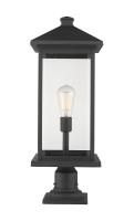 One Light Outdoor Pier Mounted Fixture by Z-Lite - Portland Collection, Black Finish - 531PHBXLR-533PM-BK