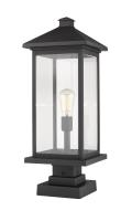 One Light Outdoor Pier Mounted Fixture by Z-Lite - Portland Collection, Black Finish - 531PHBXLS-SQPM-BK