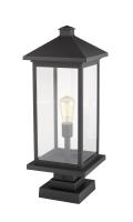 One Light Outdoor Pier Mounted Fixture by Z-Lite - Portland Collection, Black Finish - 531PHBXLS-SQPM-BK