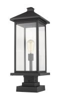 One Light Outdoor Pier Mounted Fixture by Z-Lite - Portland Collection, Black Finish - 531PHBXLS-SQPM-BK