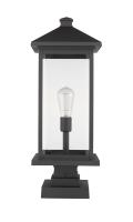 One Light Outdoor Pier Mounted Fixture by Z-Lite - Portland Collection, Black Finish - 531PHBXLS-SQPM-BK