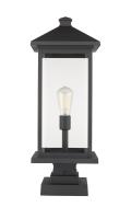 One Light Outdoor Pier Mounted Fixture by Z-Lite - Portland Collection, Black Finish - 531PHBXLS-SQPM-BK
