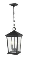 Two Light Outdoor Chain Mount Ceiling Fixture by Z-Lite - Beacon Collection, Black Finish - 568CHB-BK