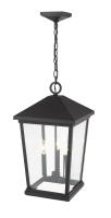 Three Light Outdoor Chain Mount Ceiling Fixture by Z-Lite - Beacon Collection, Black Finish - 568CHXL-BK