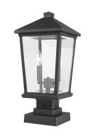 Two Light Outdoor Pier Mounted Fixture by Z-Lite - Beacon Collection, Oil Rubbed Bronze Finish - 568PHBS-SQPM-ORB