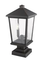 Two Light Outdoor Pier Mounted Fixture by Z-Lite - Beacon Collection, Oil Rubbed Bronze Finish - 568PHBS-SQPM-ORB