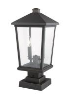 Two Light Outdoor Pier Mounted Fixture by Z-Lite - Beacon Collection, Oil Rubbed Bronze Finish - 568PHBS-SQPM-ORB