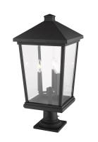 Three Light Outdoor Pier Mounted Fixture by Z-Lite - Beacon Collection, Black Finish - 568PHXLR-533PM-BK