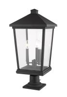 Three Light Outdoor Pier Mounted Fixture by Z-Lite - Beacon Collection, Black Finish - 568PHXLR-533PM-BK