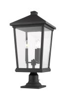 Three Light Outdoor Pier Mounted Fixture by Z-Lite - Beacon Collection, Black Finish - 568PHXLR-533PM-BK