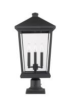 Three Light Outdoor Pier Mounted Fixture by Z-Lite - Beacon Collection, Black Finish - 568PHXLR-533PM-BK