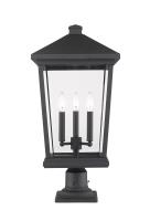 Three Light Outdoor Pier Mounted Fixture by Z-Lite - Beacon Collection, Black Finish - 568PHXLR-533PM-BK