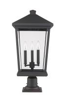 Three Light Outdoor Pier Mounted Fixture by Z-Lite - Beacon Collection, Oil Rubbed Bronze Finish - 568PHXLR-533PM-ORB
